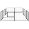 Dog Kennel Black 107.6 sq ft Steel
