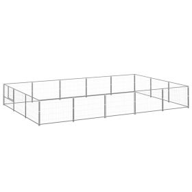 Dog Kennel Silver 161.5 sq ft Steel