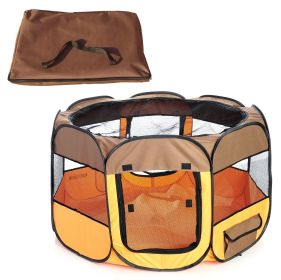 All-Terrain' Lightweight Easy Folding Wire-Framed Collapsible Travel Pet Playpen (Size (PL): Large, Color (PL): Brown)