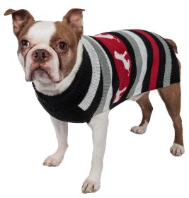 Dog Patterned Stripe Fashion Ribbed Turtle Neck Pet Sweater (Size: large)