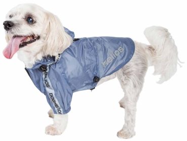 Dog Helios 'Torrential Shield' Waterproof Multi-Adjustable Pet Dog Windbreaker Raincoat (Color: Blue, Size: medium)