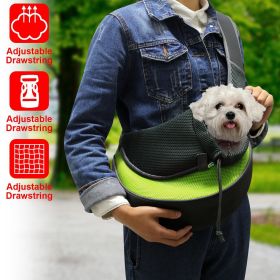 Pet Carrier for Dogs Cats Hand Free Sling Adjustable Padded Strap Tote Bag Breathable Shoulder Bag Carrying Small Dog Cat (Color: Green, Size: L)
