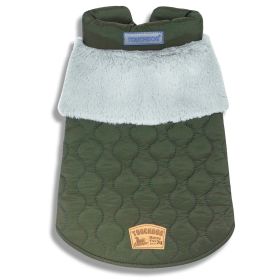 Touchdog 'Furrost-Bite' Fur and Fleece Fashion Dog Jacket (Color: Green, Size: medium)