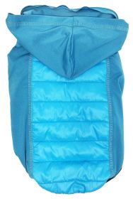 Pet Life 'Apex' Lightweight Hybrid 4-Season Stretch and Quick-Dry Dog Coat w/ Pop out Hood (Color: Blue, Size: medium)
