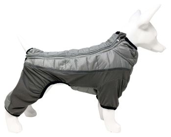 Pet Life 'Aura-Vent' Lightweight 4-Season Stretch and Quick-Dry Full Body Dog Jacket (Color: Grey, Size: medium)