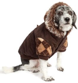 Designer Patterned Suede Argyle Sweater Pet Jacket (Size: X-Small)