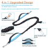Hands Free Dog Leash with Waist Bag for Walking Small Medium Large Dogs;  Reflective Bungee Leash with Car Seatbelt Buckle and Dual Padded Handles
