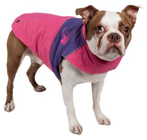 Touchdog Lightening-Shield Waterproof 2-in-1 Convertible Dog Jacket w/ Blackshark technology (Color (TD): Pink, Size (TD): Medium)
