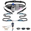 Hands Free Dog Leash with Waist Bag for Walking Small Medium Large Dogs;  Reflective Bungee Leash with Car Seatbelt Buckle and Dual Padded Handles