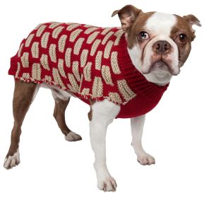 Fashion Weaved Heavy Knit Designer Ribbed Turtle Neck Dog Sweater (Size: X-Small)