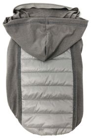 Pet Life 'Apex' Lightweight Hybrid 4-Season Stretch and Quick-Dry Dog Coat w/ Pop out Hood (Color: Grey, Size: medium)