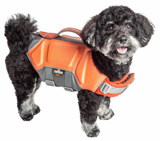 Dog Helios 'Tidal Guard' Multi-Point Strategically-Stitched Reflective Pet Dog Life Jacket Vest (Color: Orange, Size: medium)