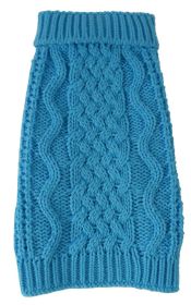 Swivel-Swirl Heavy Cable Knitted Fashion Designer Dog Sweater (Size (PL): Medium, Color (PL): Blue)
